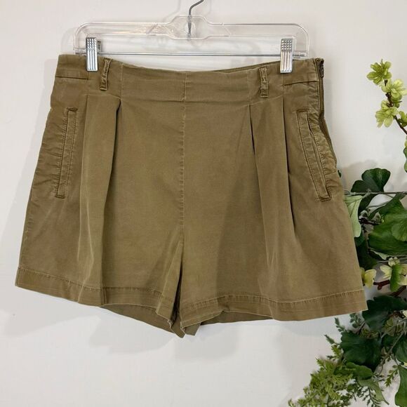 Anthropologie | Kelyn Pleated City Short | Size 12 | Olive - Picture 1 of 13